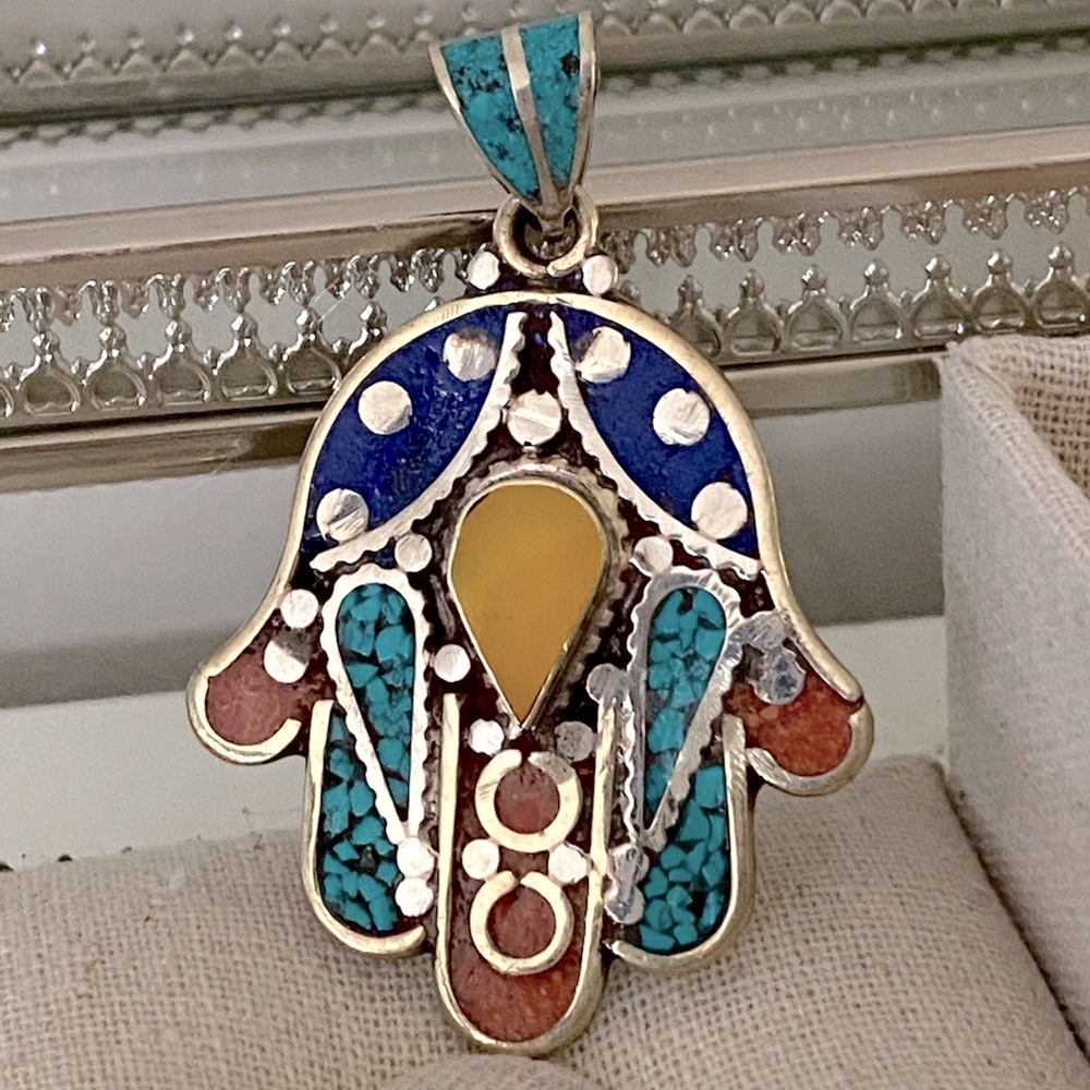 Hamsa Semi-Precious Stone Pendant